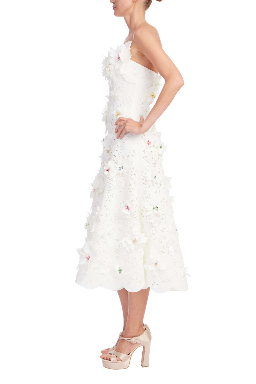 Badgley Mischka Scuba Appl Midi Light Ivory