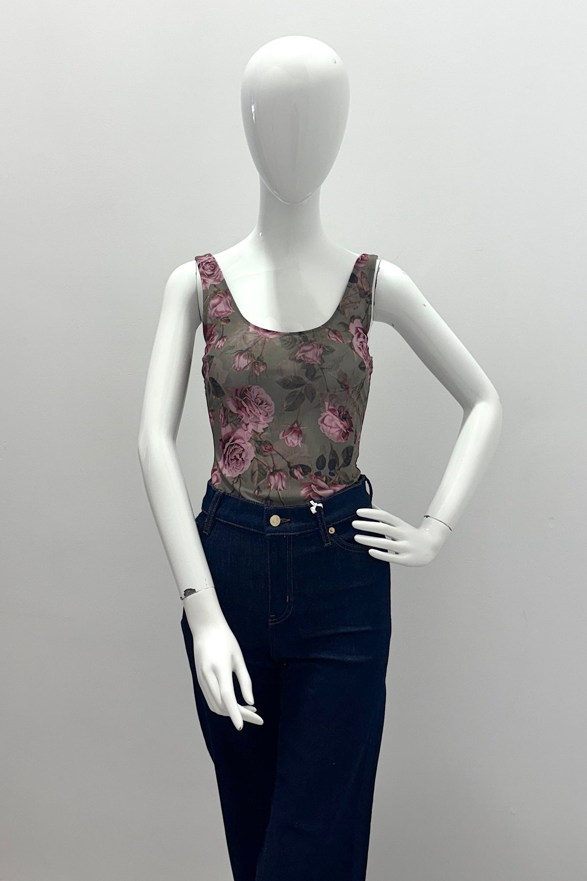 L'Agence Kalea Scoop Neck Tank Bodysuit Smoky Olive