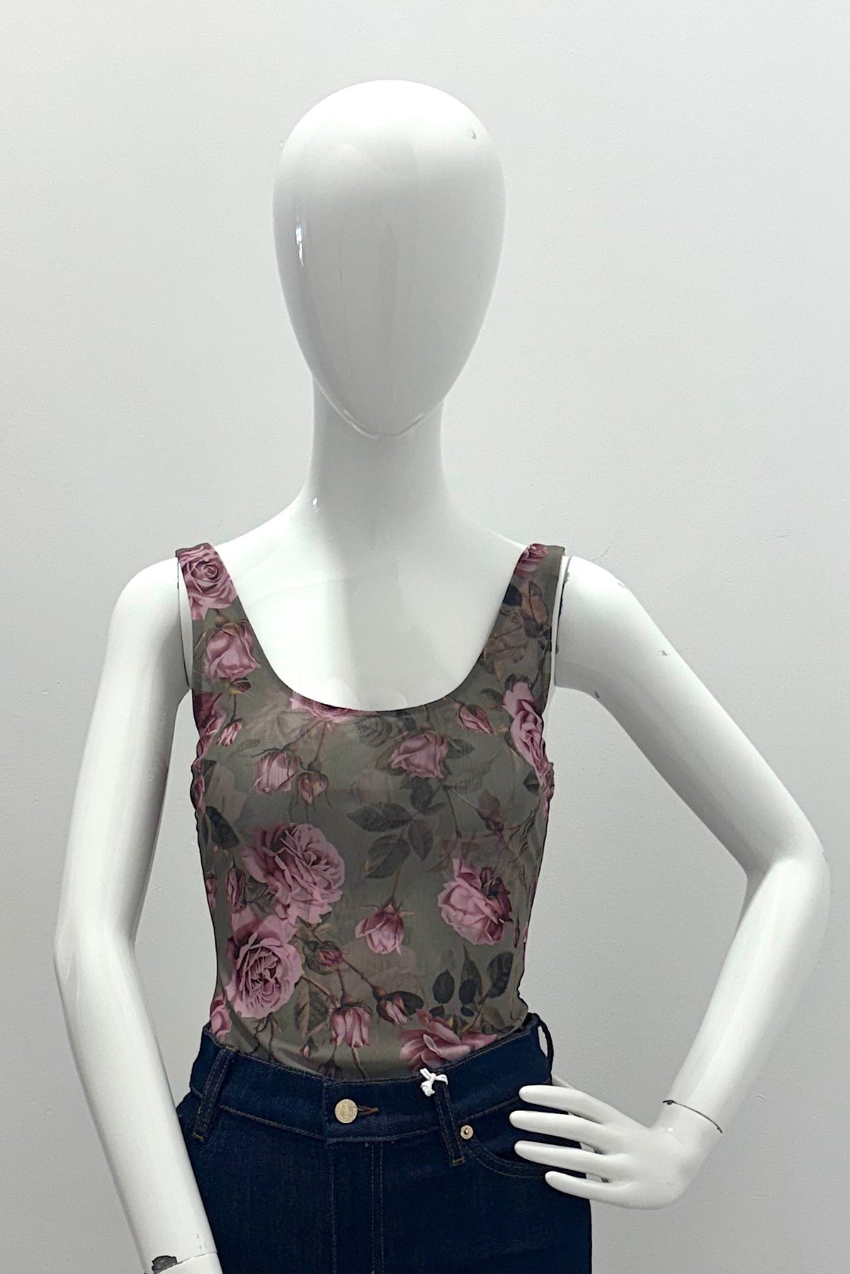 L'Agence Kalea Scoop Neck Tank Bodysuit Smoky Olive