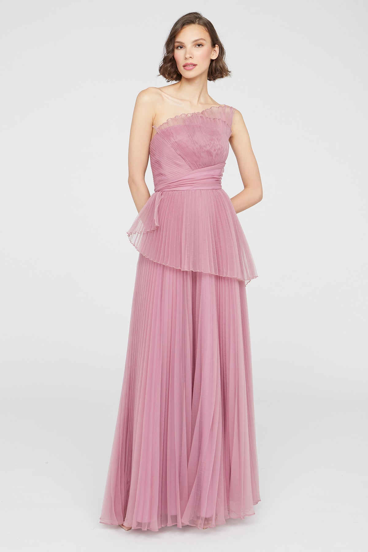 Theia Delphine Pleated Organza Gown – Très Chic
