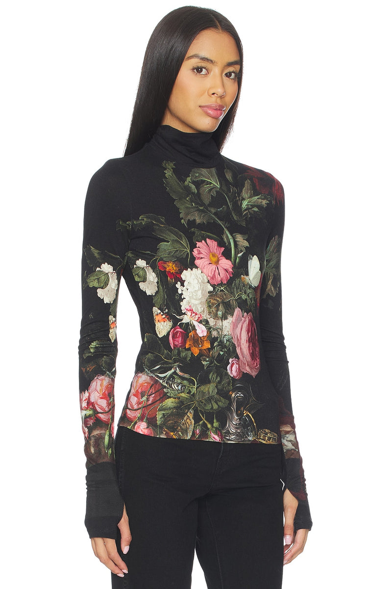 Alice & Olivia Delania Long Sleeve Turtle Neck Top