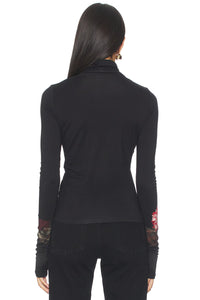 Alice & Olivia Delania Long Sleeve Turtle Neck Top