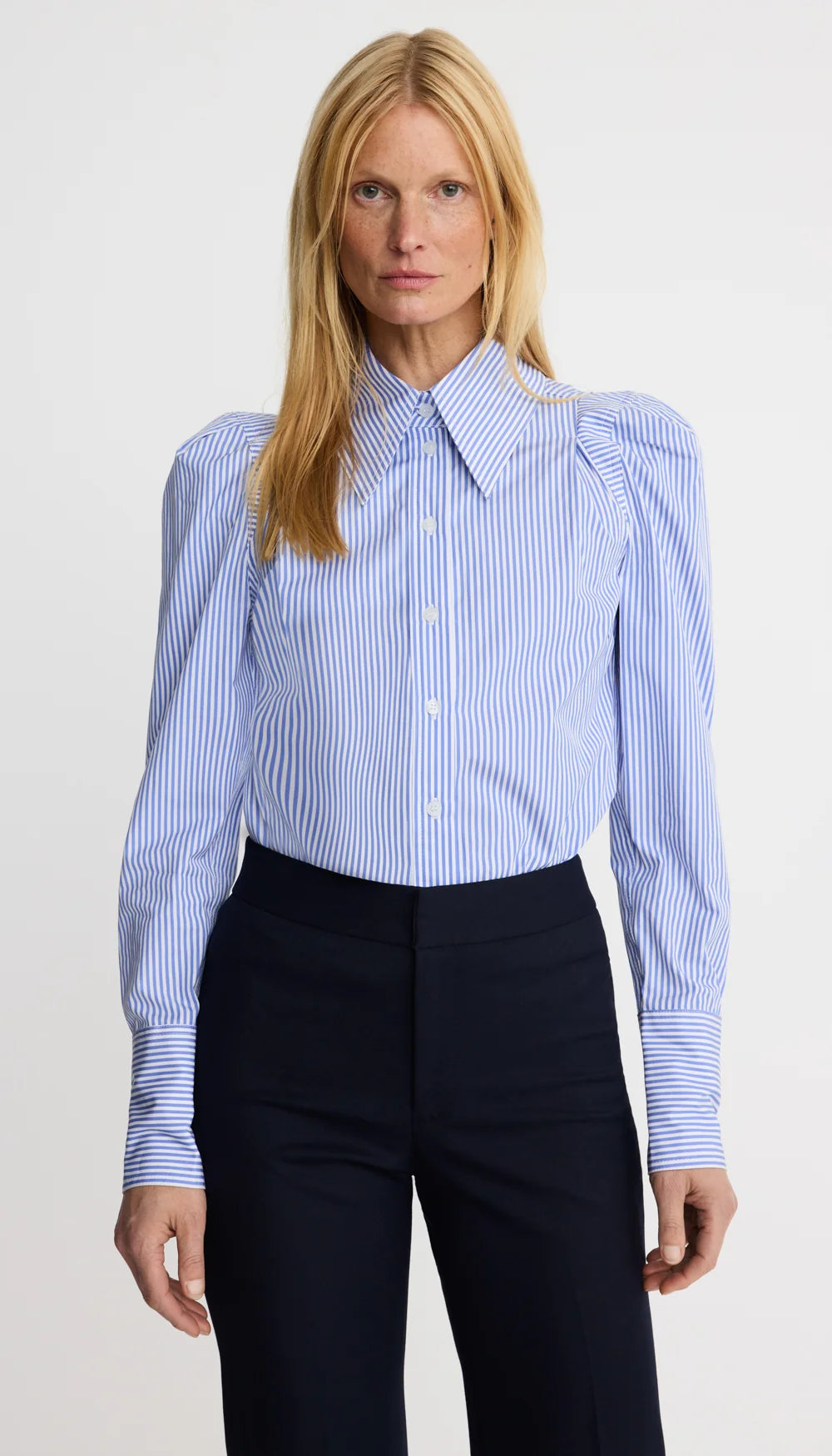 Smythe Box Pleat Shirt Blue Oxford