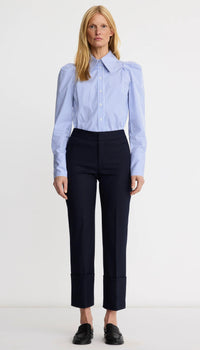 Smythe Box Pleat Shirt Blue Oxford