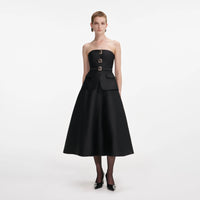 Self-Portrait Taffeta Bandeau Midi Dress