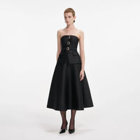 Self-Portrait Taffeta Bandeau Midi Dress