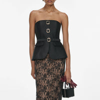 Ensemble haut en taffetas autoportrait et jupe midi