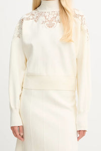 Pull à col polo en dentelle Twinset