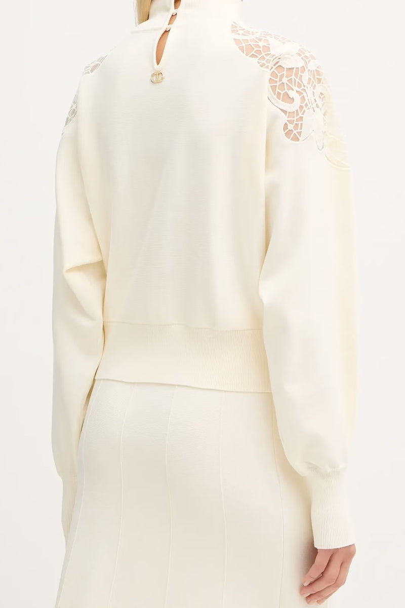 Pull à col polo en dentelle Twinset