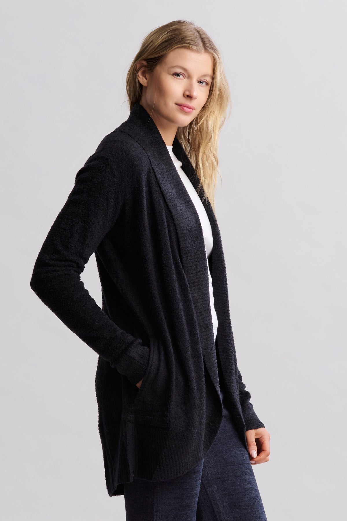 Barefoot Dreams Womens Circle Cardi Black