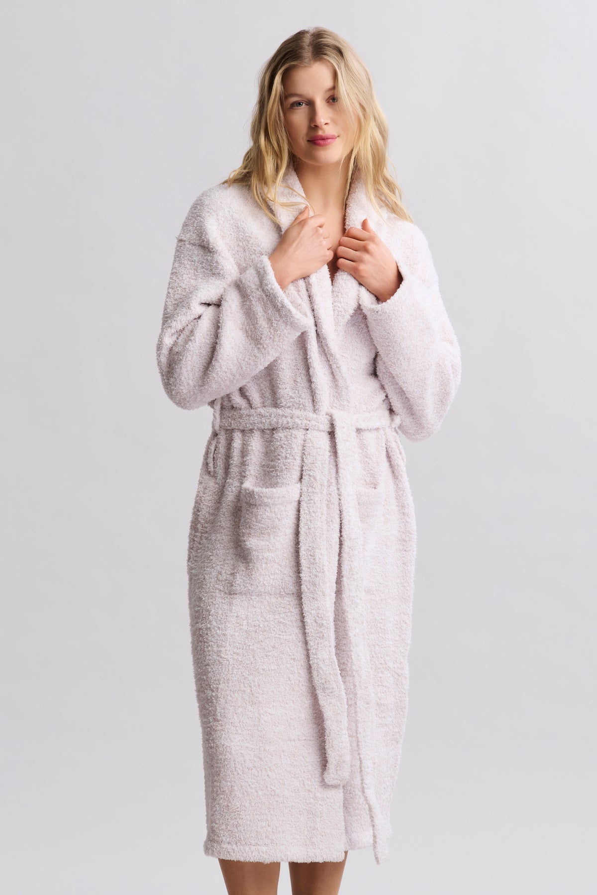 Barefoot Dreams Womens Cozychic Adult Robe He Stone/White