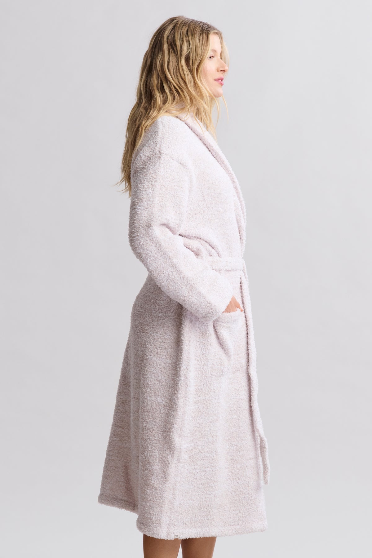 Barefoot Dreams Womens Cozychic Adult Robe He Stone/White