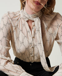 Twinset Creponne Shirt with Bow Print