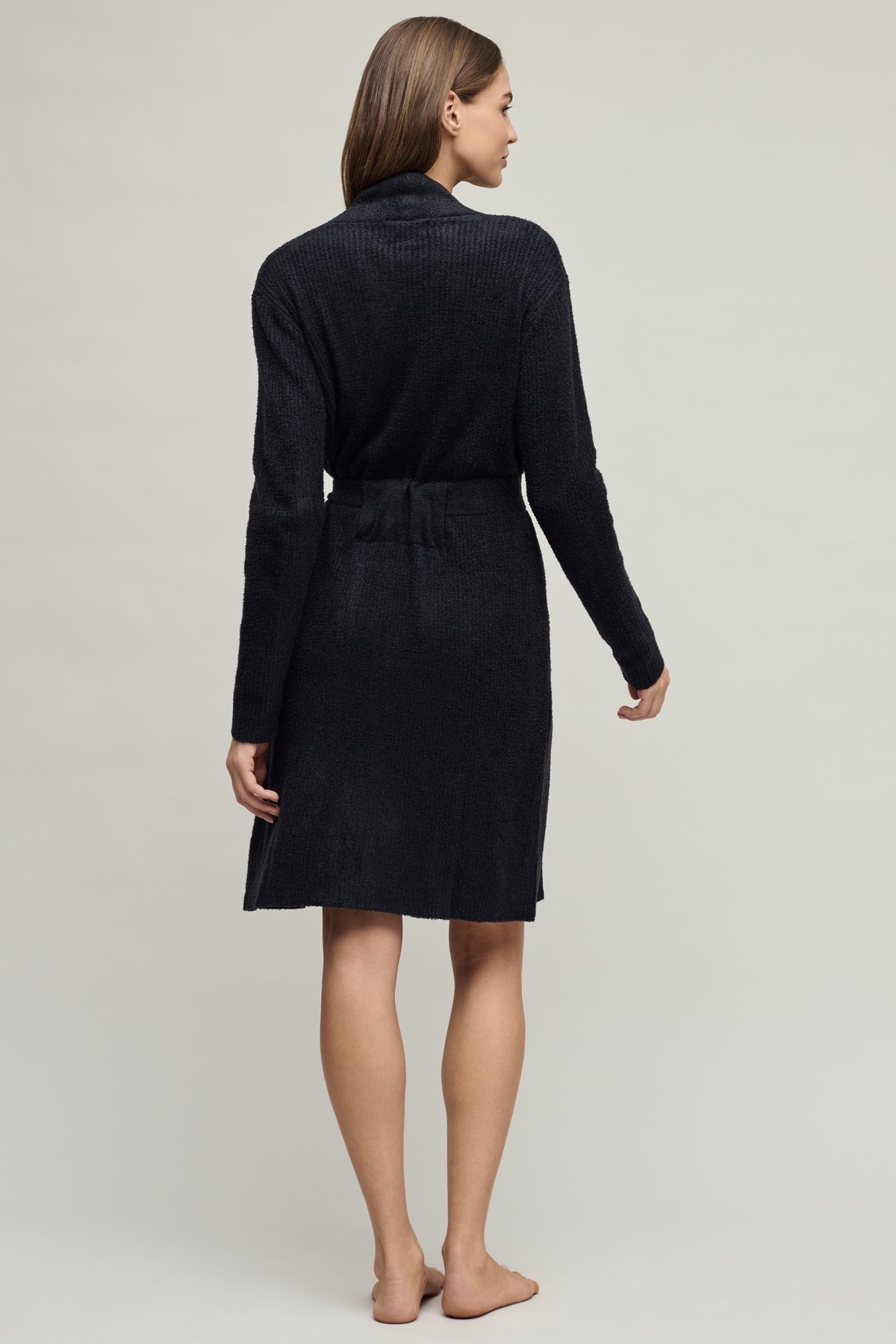 Barefoot Dreams Ultra Light Ribbed Robe Black