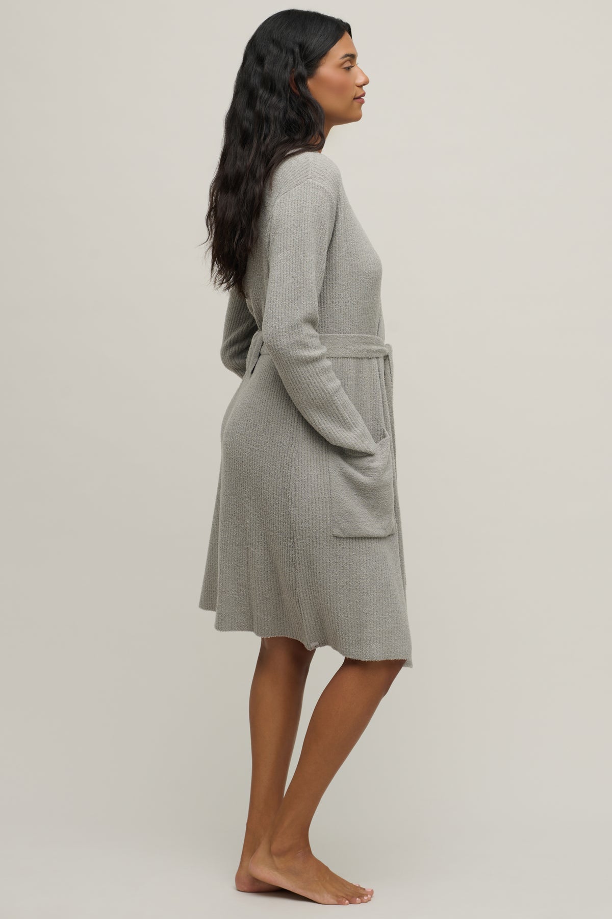 Barefoot Dreams Lite Ribbed Robe Dove Gray