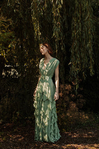 Catherine Regehr V-Neck "Naeem" Gown with Wave Skirt