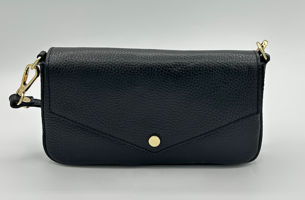 Mathilde C Black Leather Messenger Purse