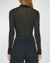 Frame Mesh Lace Crewneck Long Sleeve Top