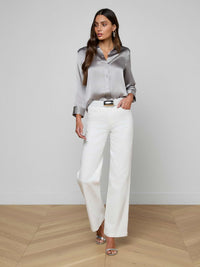 L'Agence Dani 3/4 Sleeve Blouse Light Pewter