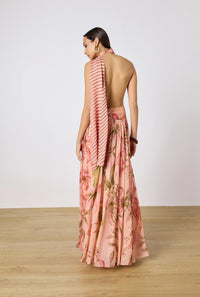 Maxi Robe Froncée avec Ceinture Rococo Sand Pêche