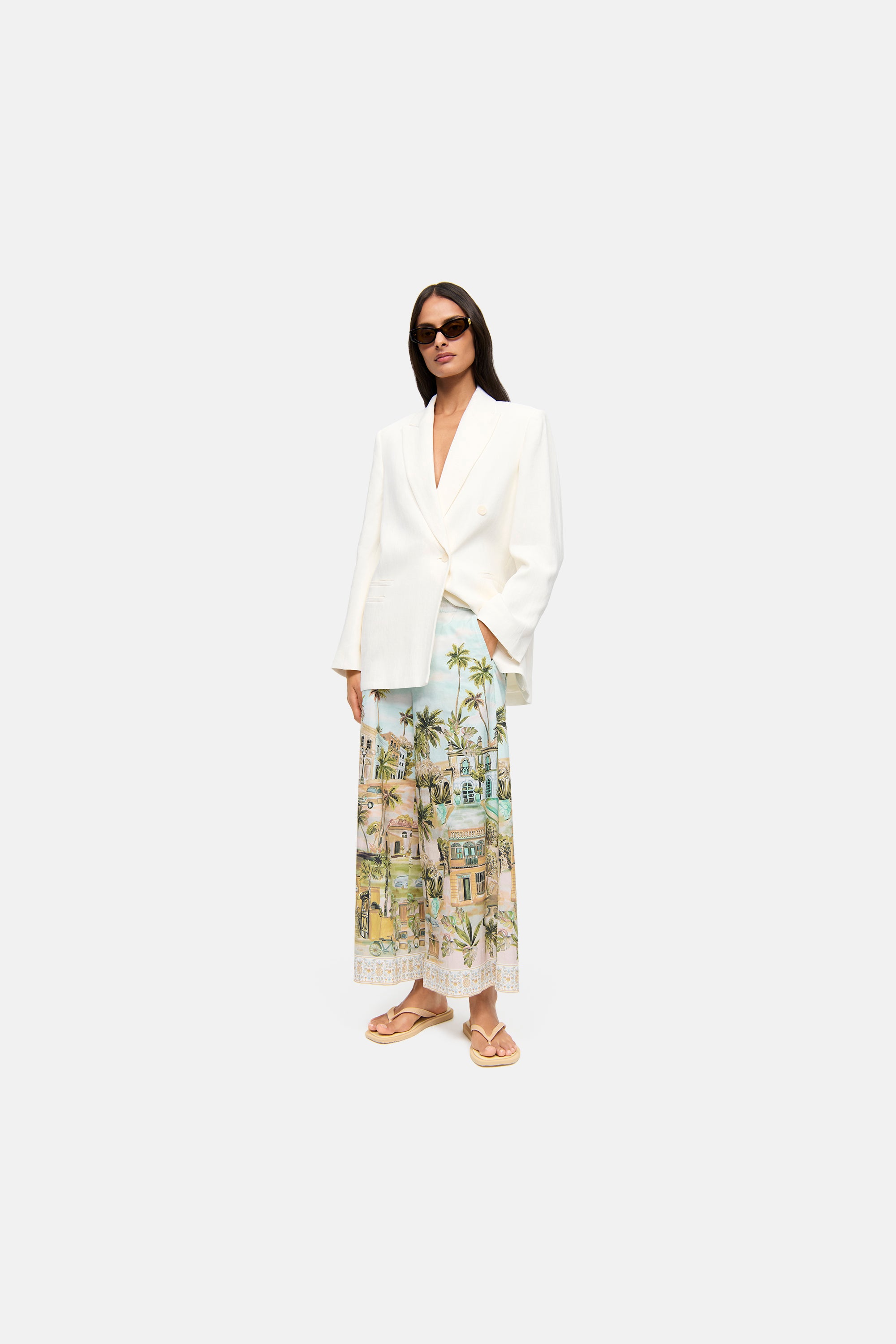Cambio Candice Pant Pale Pastels Caribbean Print
