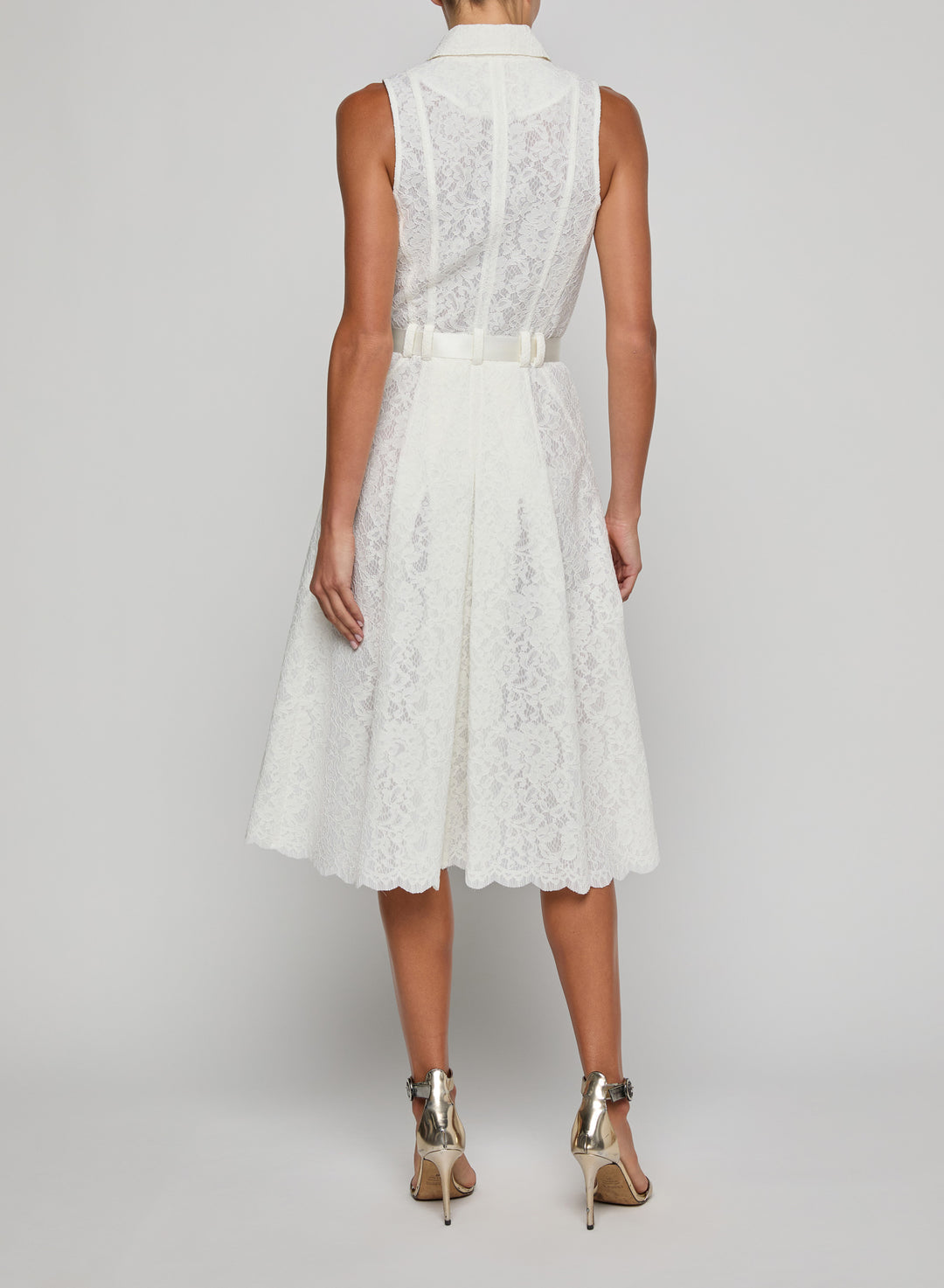 L'Agence Kylo Belted Lace Dress Ivory