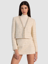 Alice + Olivia Kidman Embell Open Front Cropped Jacket