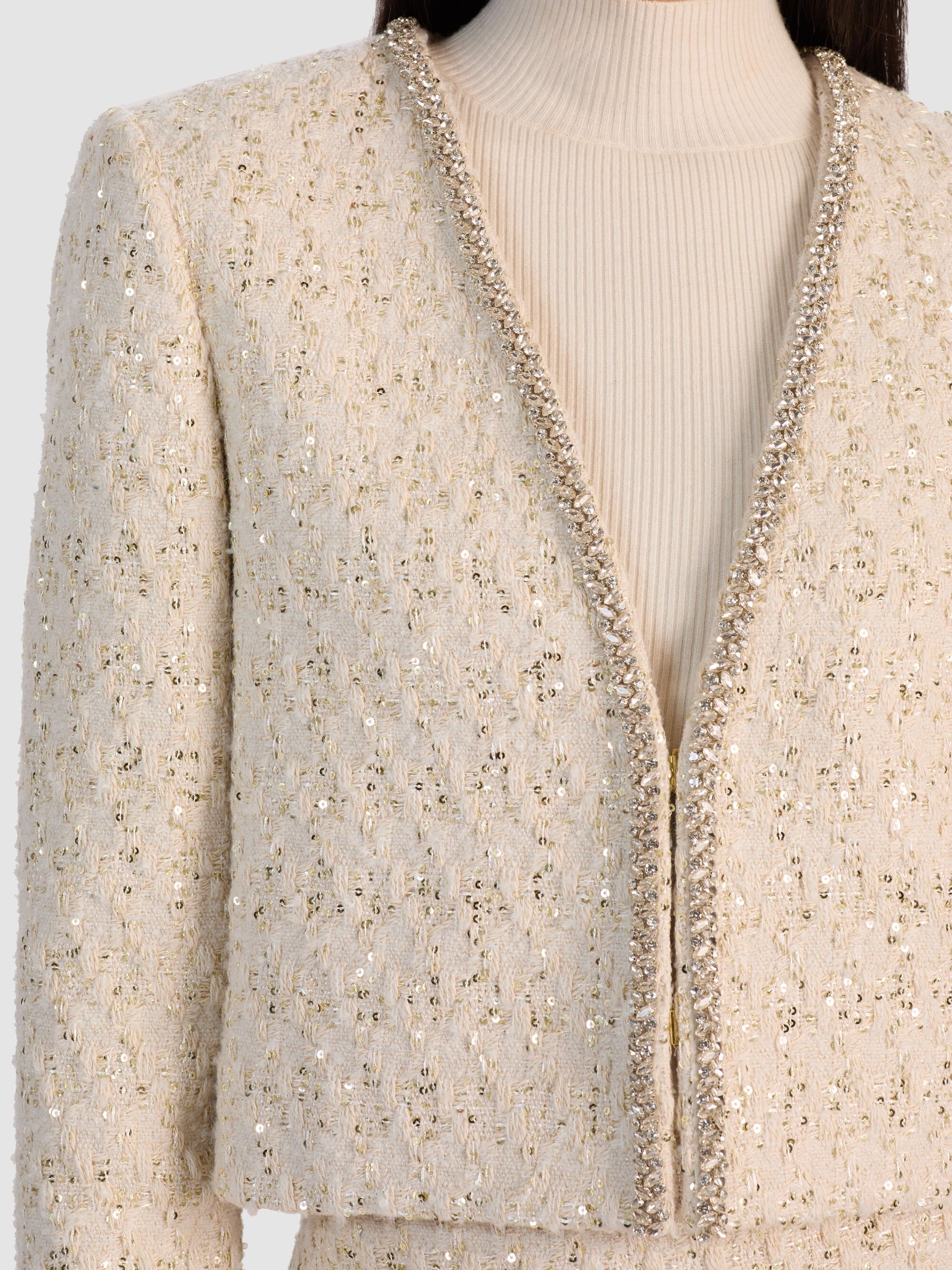 Alice + Olivia Kidman Embell Open Front Cropped Jacket – Très Chic