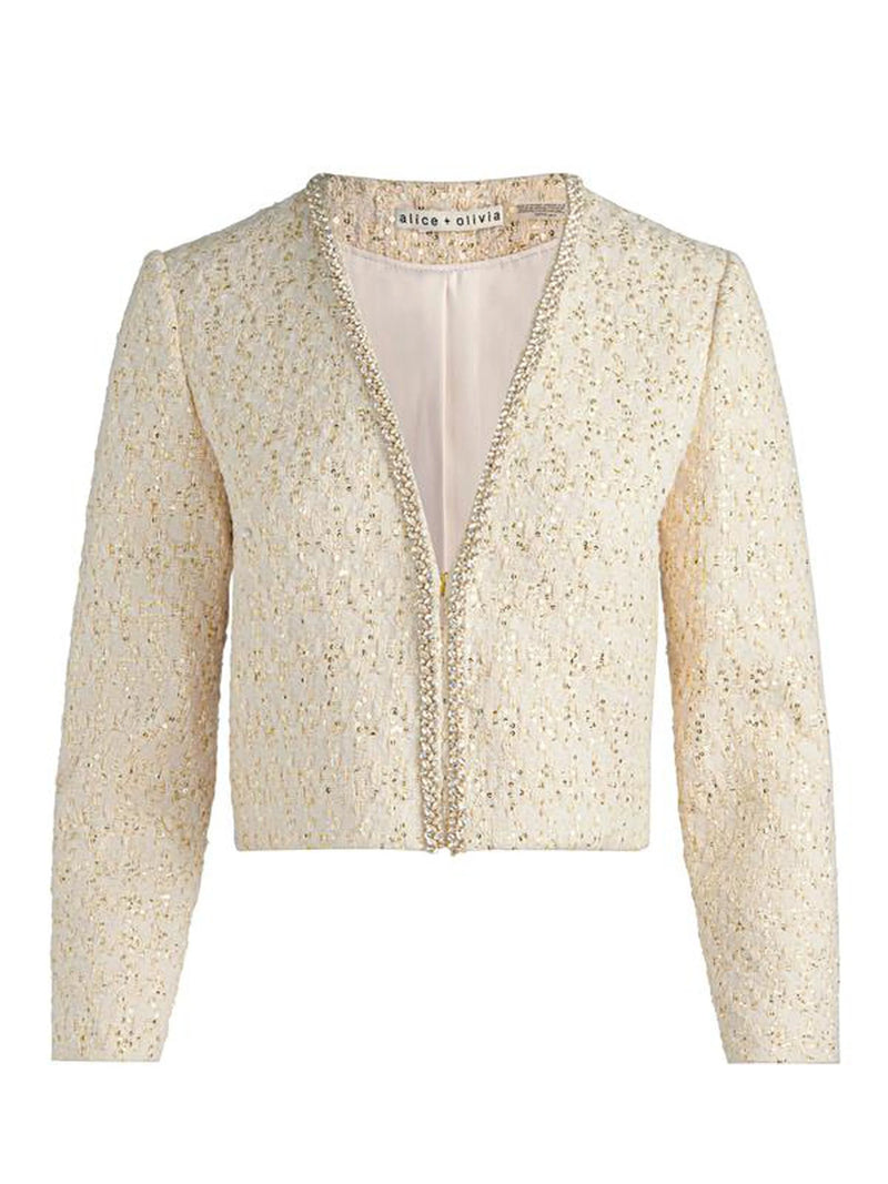 Alice + Olivia Kidman Embell Open Front Cropped Jacket