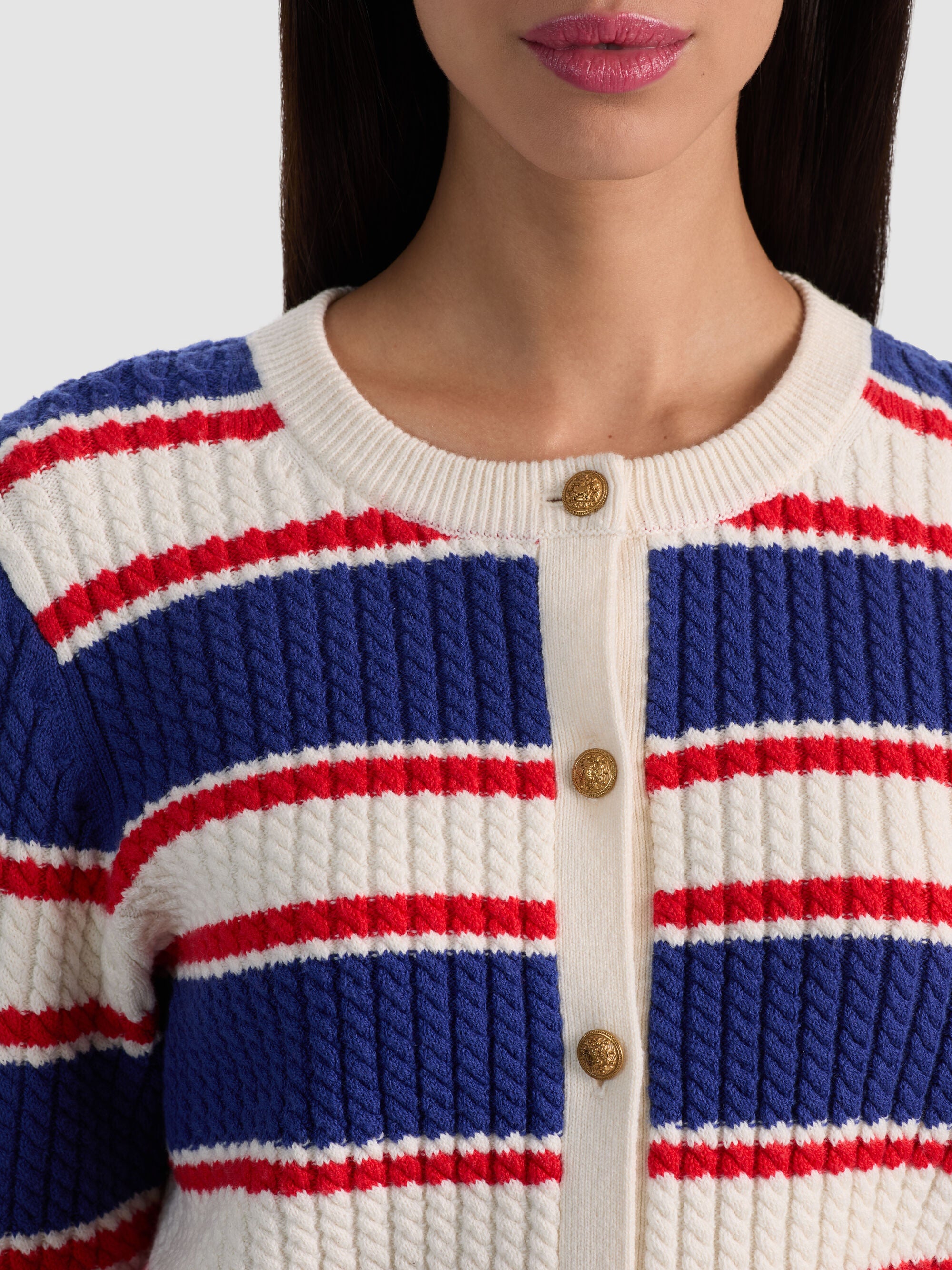 Cardigan rayé à torsades Dollie Alice & Olivia rayures américaines