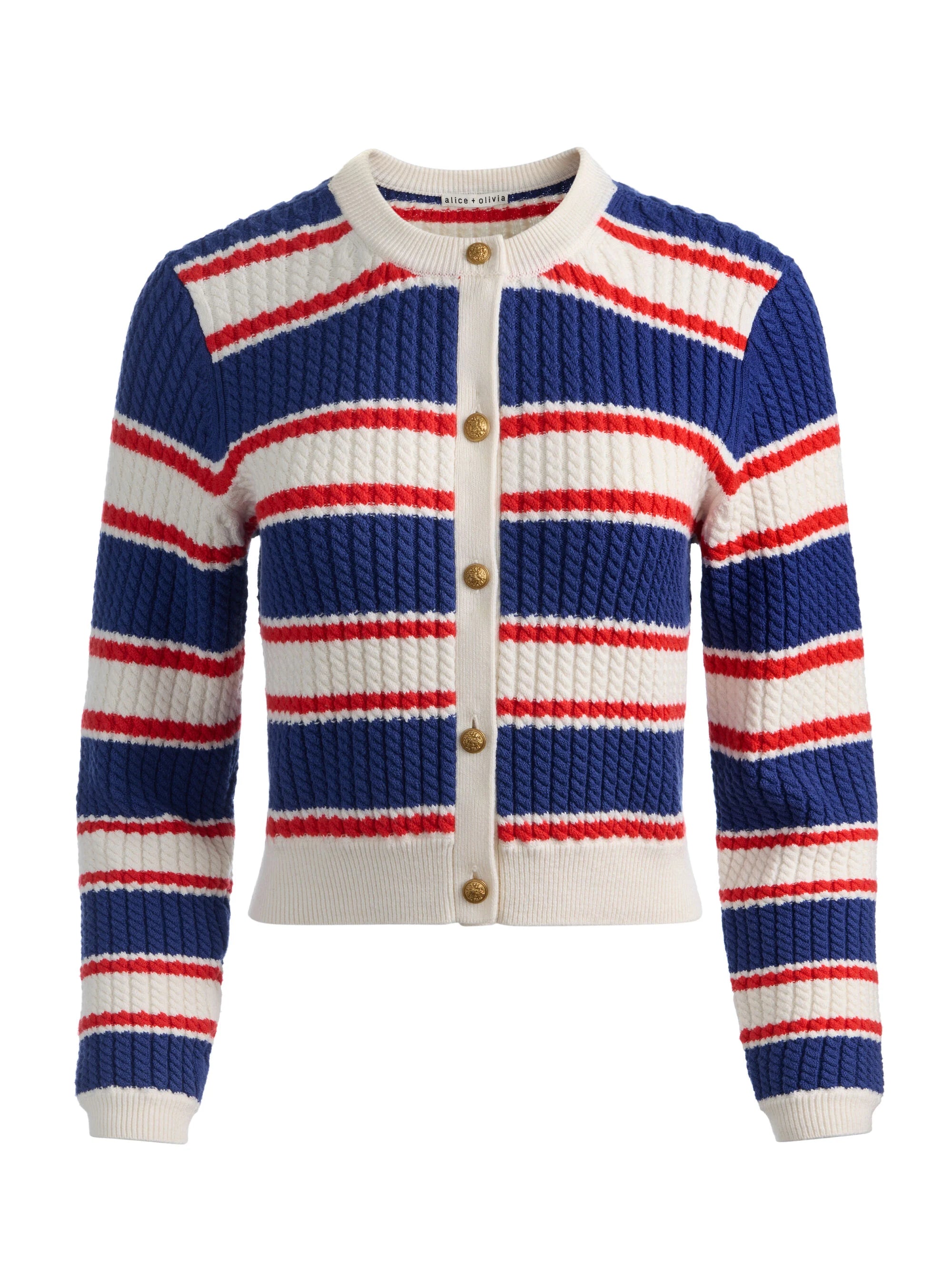 Cardigan rayé à torsades Dollie Alice & Olivia rayures américaines