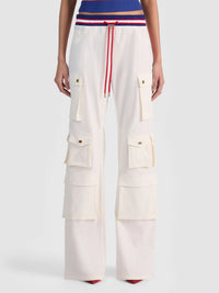 Pantalon cargo ample à enfiler Olympua MR avec bande latérale blanc cassé Alice & Olivia