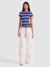 Pantalon cargo ample à enfiler Olympua MR avec bande latérale blanc cassé Alice & Olivia