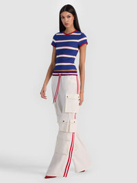 Pantalon cargo ample à enfiler Olympua MR avec bande latérale blanc cassé Alice & Olivia