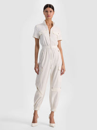 Combinaison cargo manches courtes Milo blanc cassé Alice & Olivia