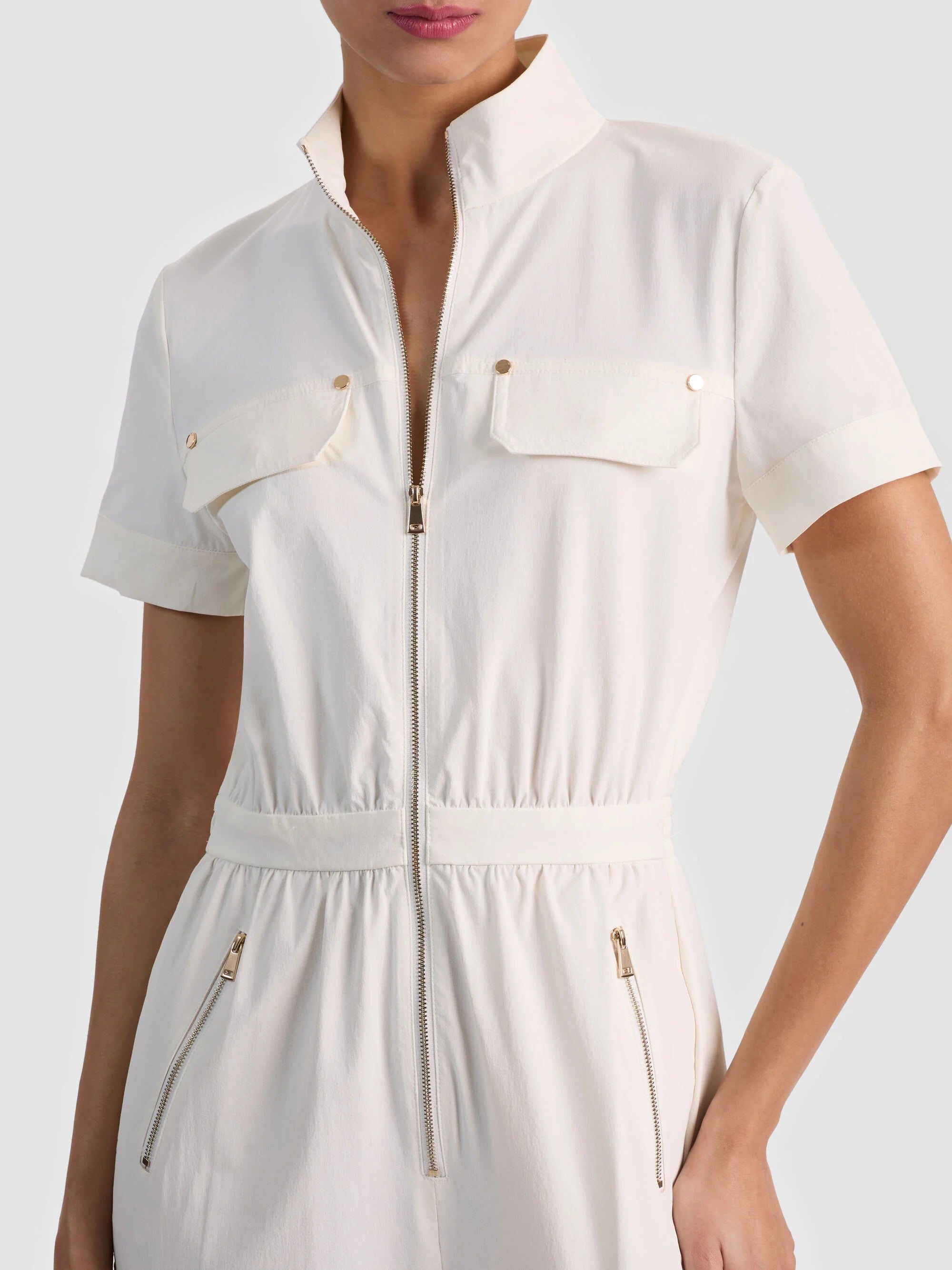Combinaison cargo manches courtes Milo blanc cassé Alice & Olivia