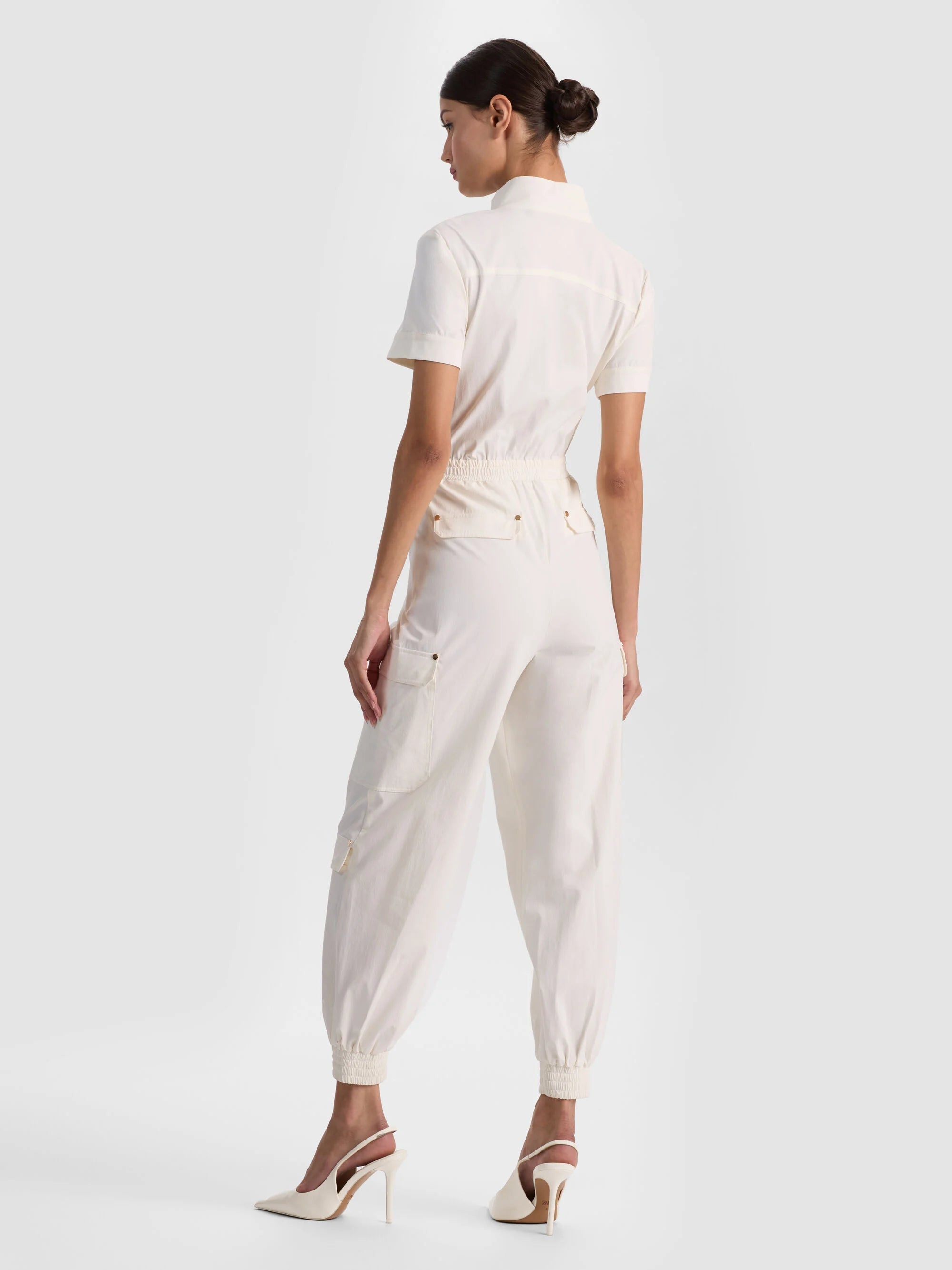 Combinaison cargo manches courtes Milo blanc cassé Alice & Olivia