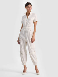 Combinaison cargo manches courtes Milo blanc cassé Alice & Olivia
