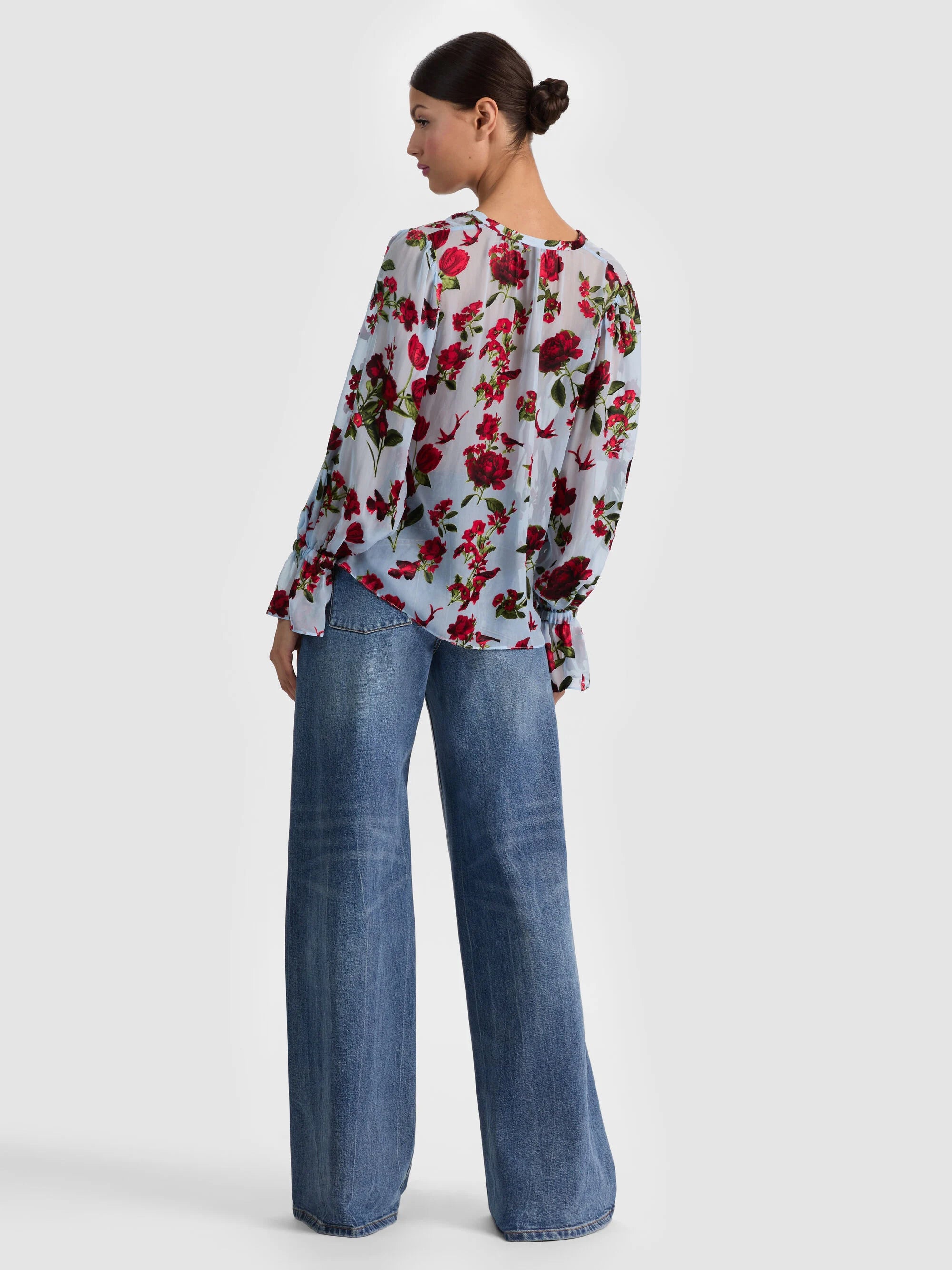 Alice & Olivia Moranne Blouse - American Beauty Carolina Blue