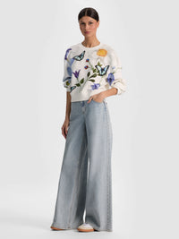 Sweat-shirt col rond décontracté orné Russel Twisting Vines Alice & Olivia