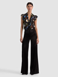 Blouse en soie à manches papillon Arlette Twisting Vines noir Alice & Olivia