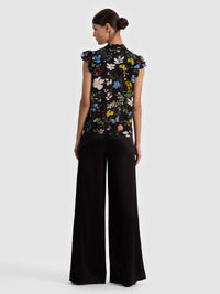 Blouse en soie à manches papillon Arlette Twisting Vines noir Alice & Olivia