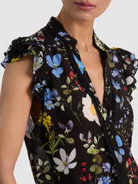 Blouse en soie à manches papillon Arlette Twisting Vines noir Alice & Olivia