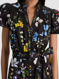 Robe chemise mini Cora Twisting Vines noir Alice & Olivia