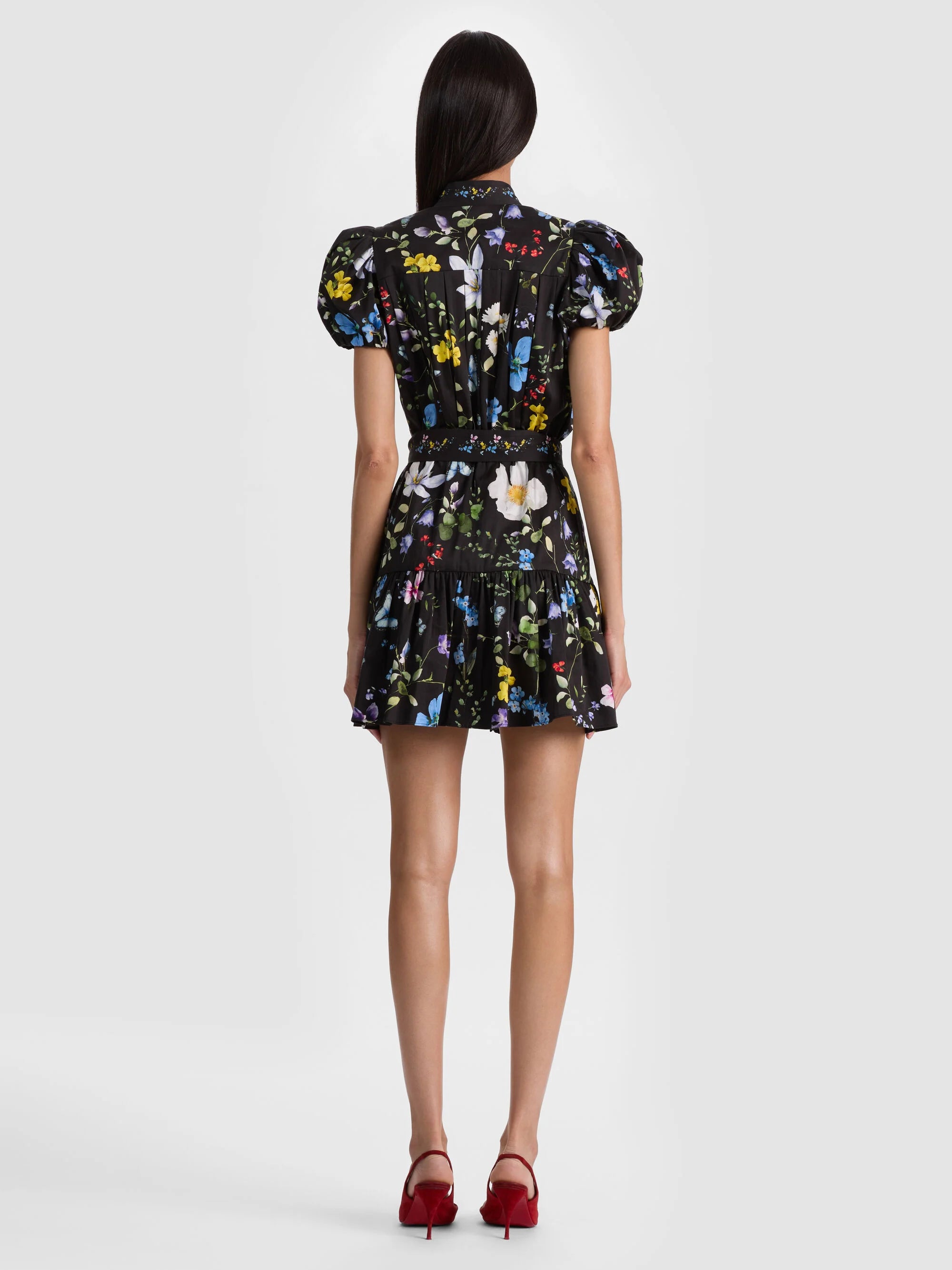 Robe chemise mini Cora Twisting Vines noir Alice & Olivia