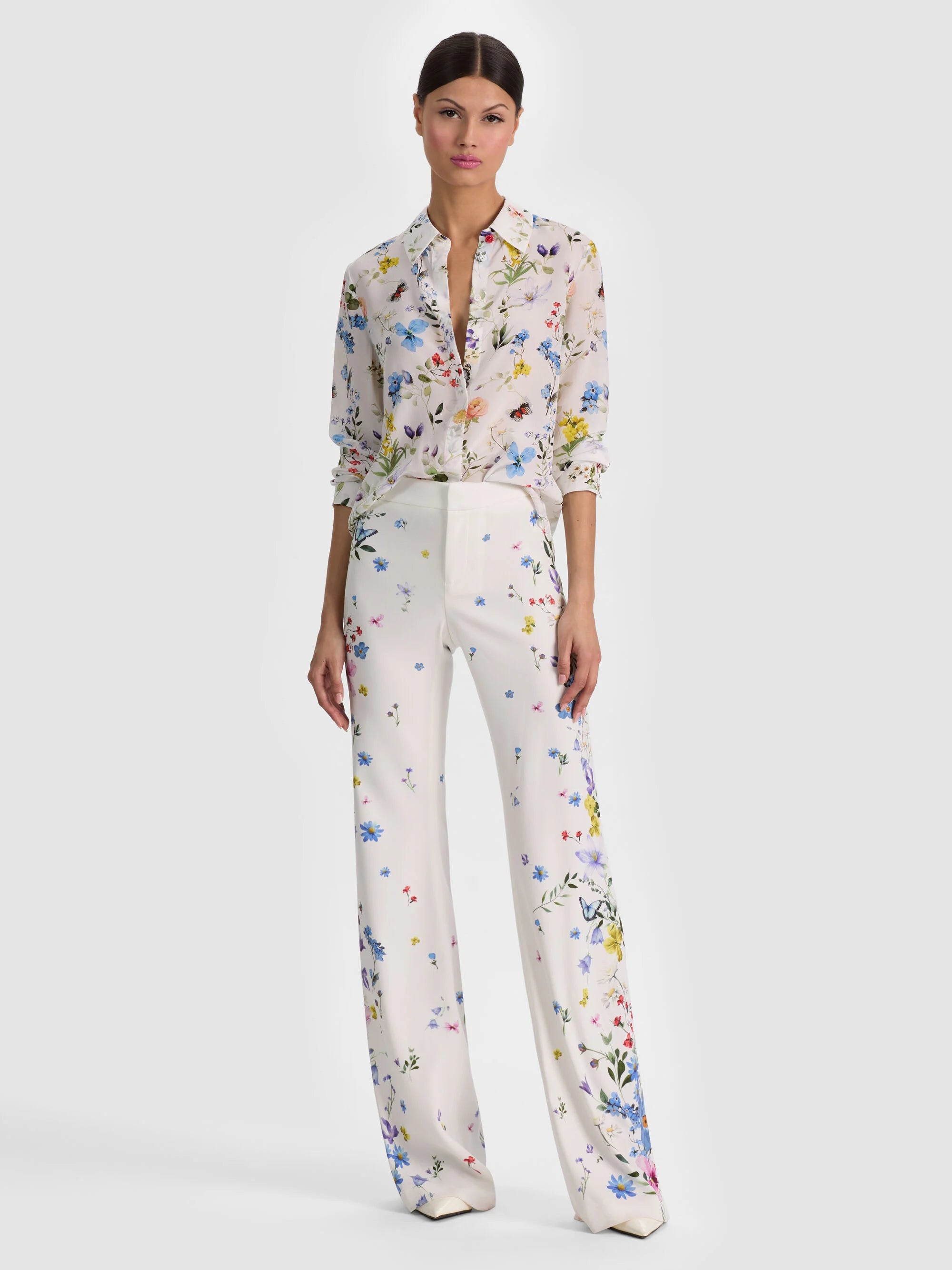 Alice & Olivia Andrew Pant Twisting Vines Off White