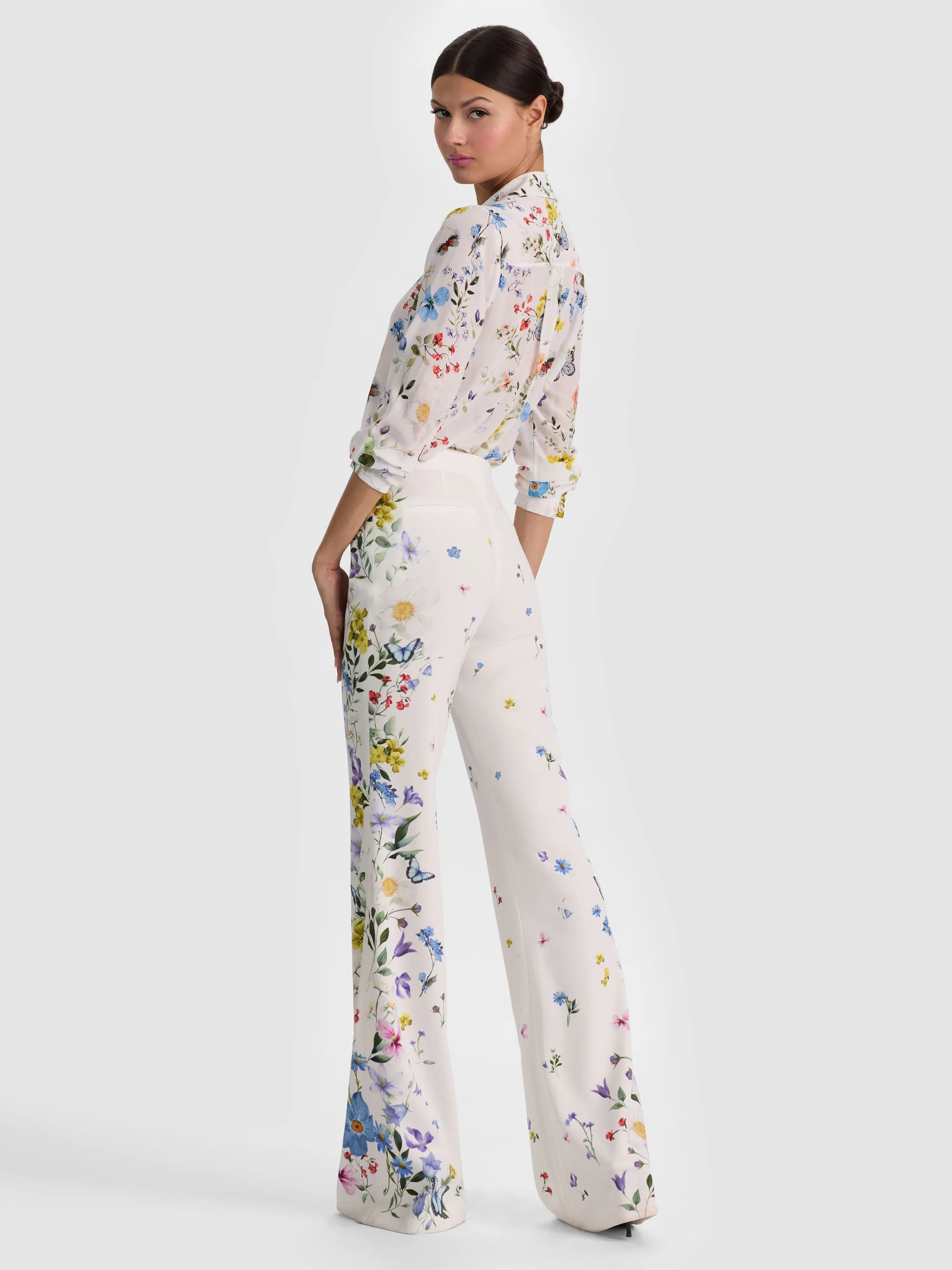 Alice & Olivia Andrew Pant Twisting Vines Off White