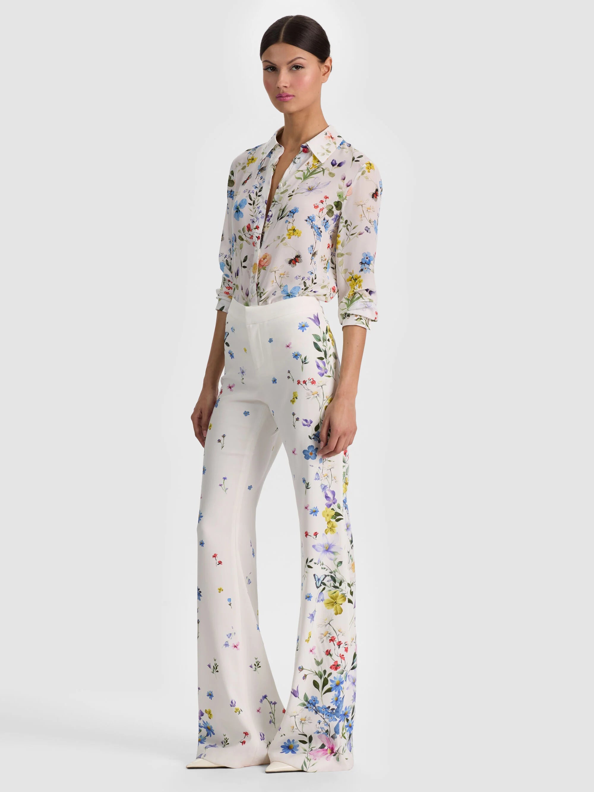 Alice & Olivia Andrew Pant Twisting Vines Off White