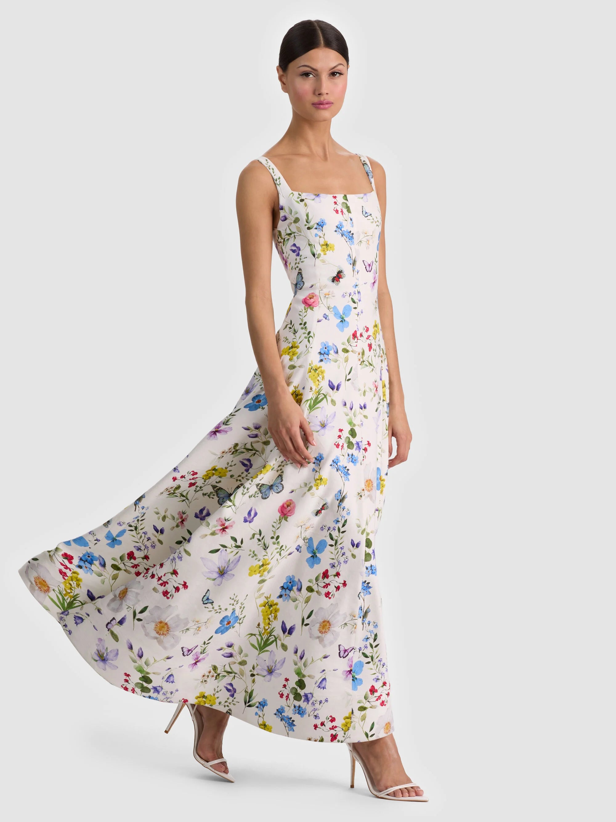 Robe évasée longueur cheville Polly Twisting Vines Alice & Olivia