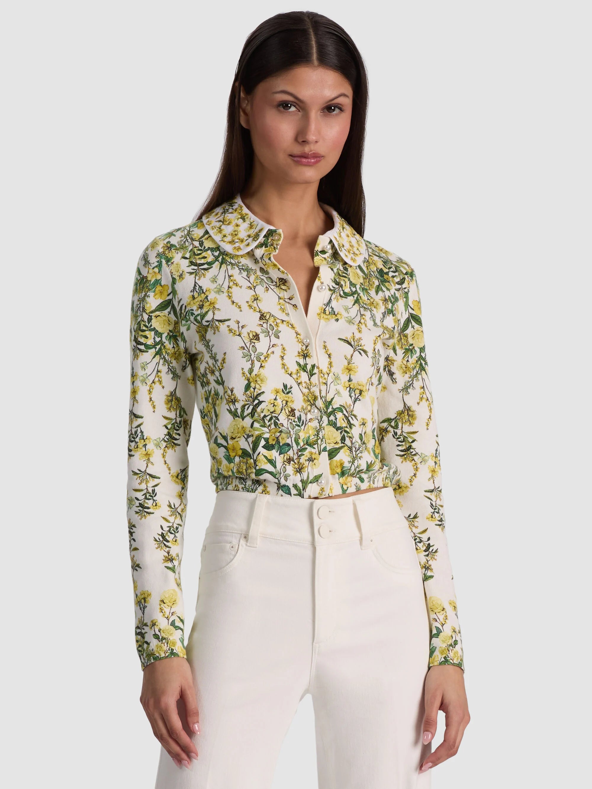 Alice + Olivia Carson Printed Cardigan - Fresh Air Butter